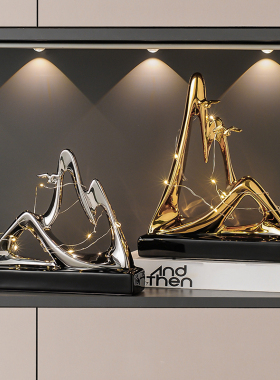 现代简约金山银山摆件轻奢客厅酒柜电视柜餐边柜高级感装饰品