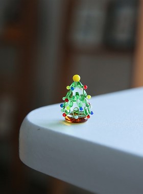 七隐 圣诞系列手工玻璃摆件 圣诞老人 雪人 圣诞树X玻璃车载摆件