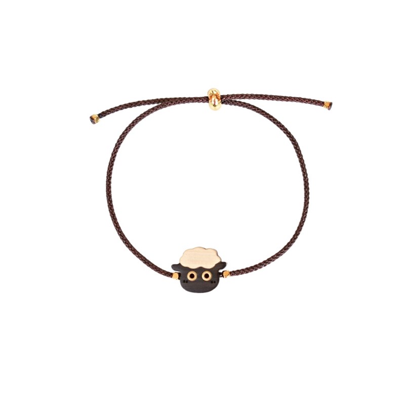 可爱小羊檀木黄杨手链手绳呆萌生H肖手工原木饰品森系迷你