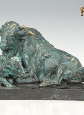 铜雕塑AL178母子牛客厅摆件办公室家居酒店软装饰品工艺礼品包邮