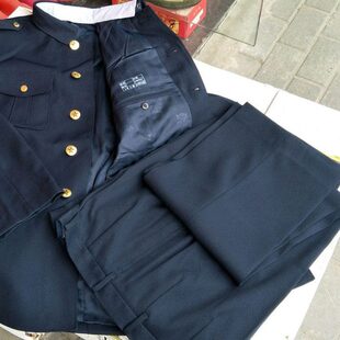 全新真品04款海毛哔叽冬常服藏青色中山装中老年休闲服多口袋外套