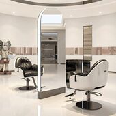 网红理发店镜子发廊专用美发店镜台剪发镜带灯单双面落地全身镜