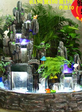 大型假山喷泉盆景山水景观阳台鱼缸客厅庭院会所装饰鱼池落地摆件