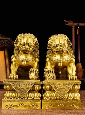 铜狮子摆件一对小狮子门口大小号北京狮客厅卧室乔迁送礼品