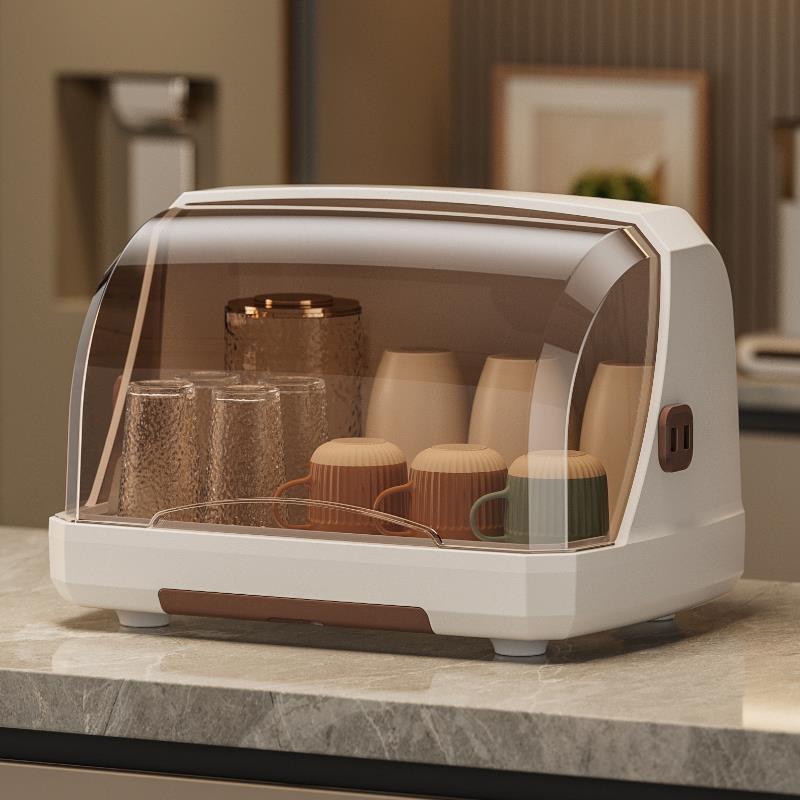 防尘杯子置物架水杯奶瓶收纳盒家用桌面带盖子托盘茶盘沥水杯架