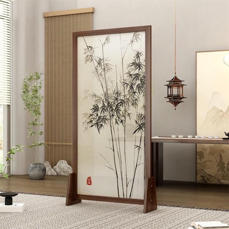 中式高端实木折叠屏风隔断可移动客厅办公会议室酒店书店饭店遮挡