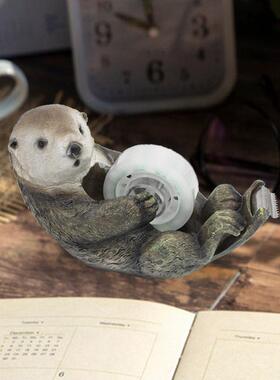 跨境新品创意办公桌面文具可爱水獭造型树脂胶带座切割器生日礼物