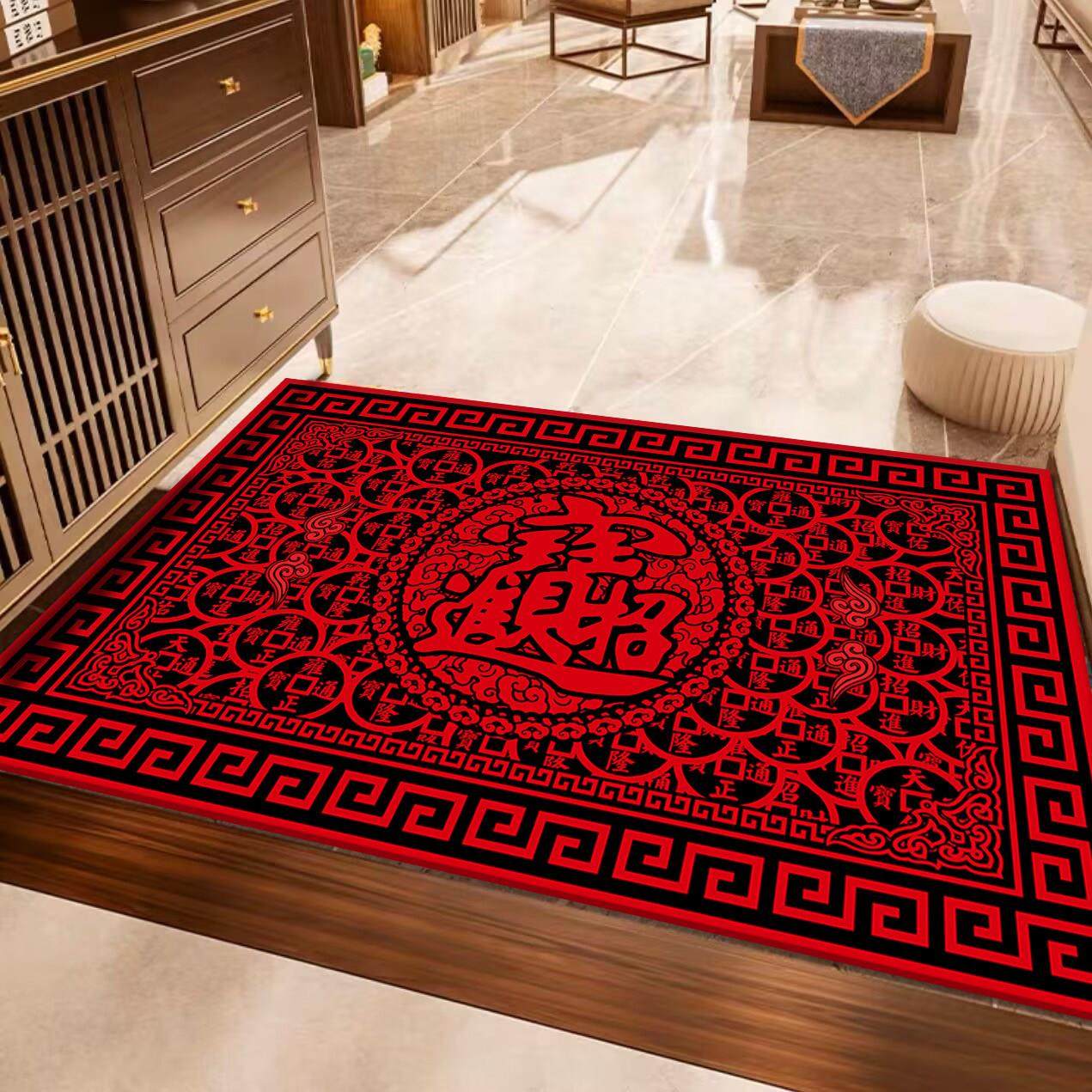 招财进宝进门地毯大门口地垫红色门垫门厅脚垫卫生间防滑垫踩脚垫,居家布艺,地毯,淘宝优惠券,粉丝福利购,淘宝优惠卷