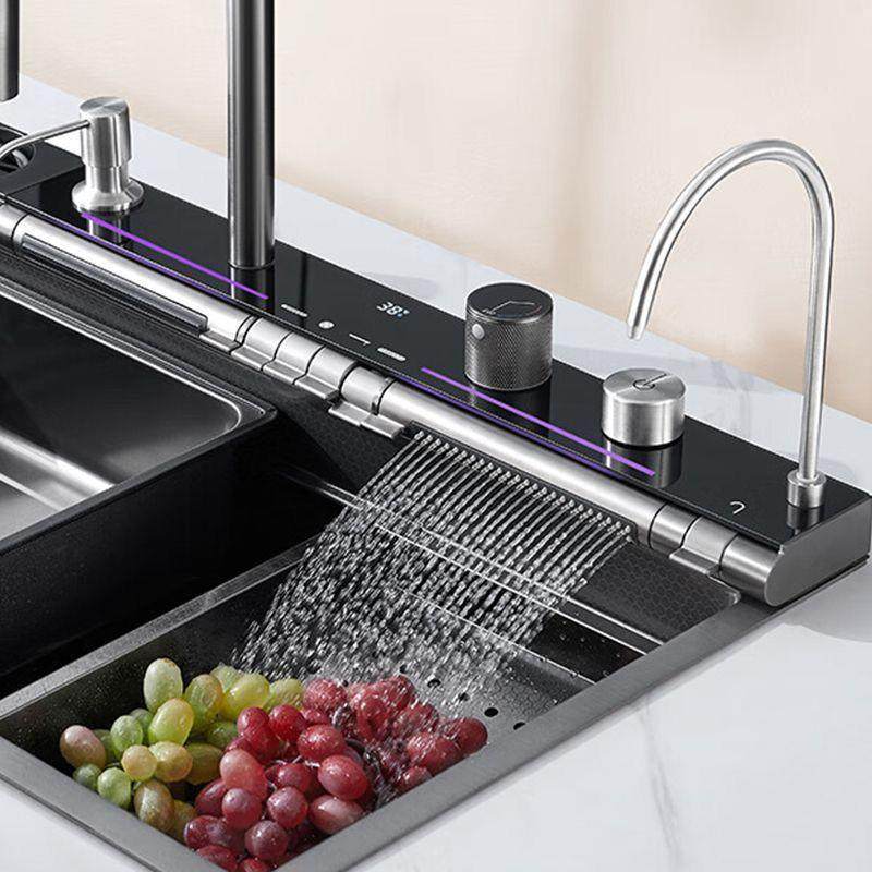 蓝龙鲸鱼304不锈钢5mm家用大单槽厨房飞雨数显瀑布蜂窝洗菜水槽,厨房电器,其他商用厨电,淘宝优惠券,粉丝福利购,淘宝优惠卷