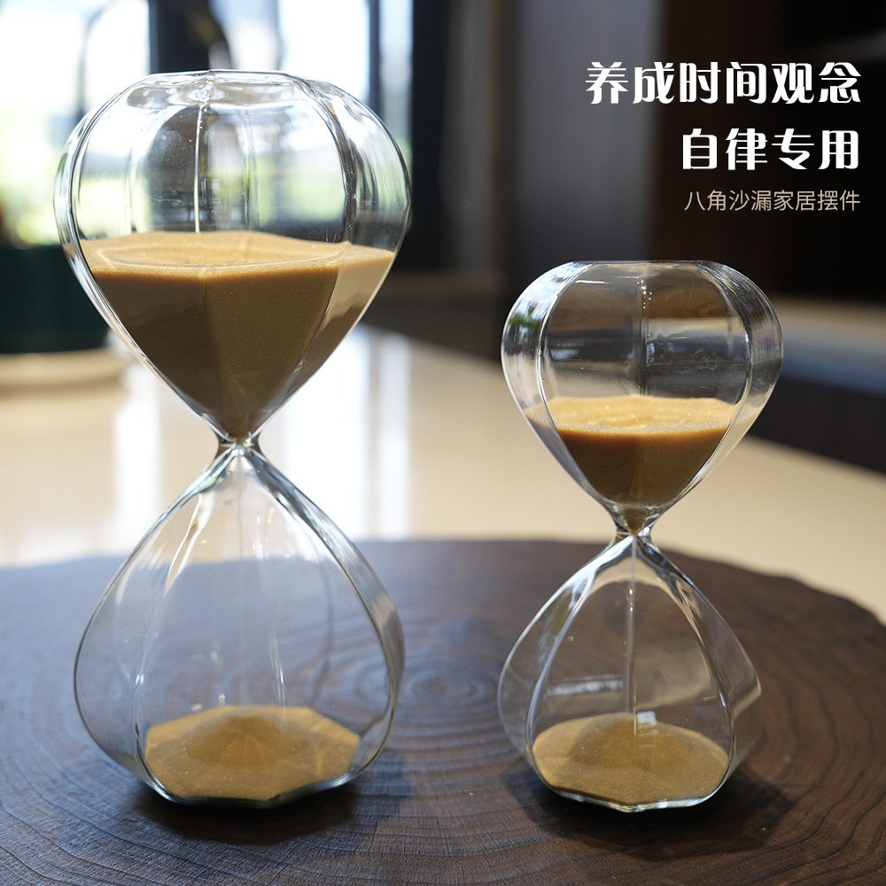 北欧家居钻石玻璃沙漏计时器现代风时尚摆件八边形15 30 分钟沙漏
