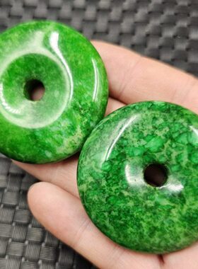 青祖母绿绿挂件包邮翠干大号平安扣吊坠汽车挂件玉石色玉坠平安扣