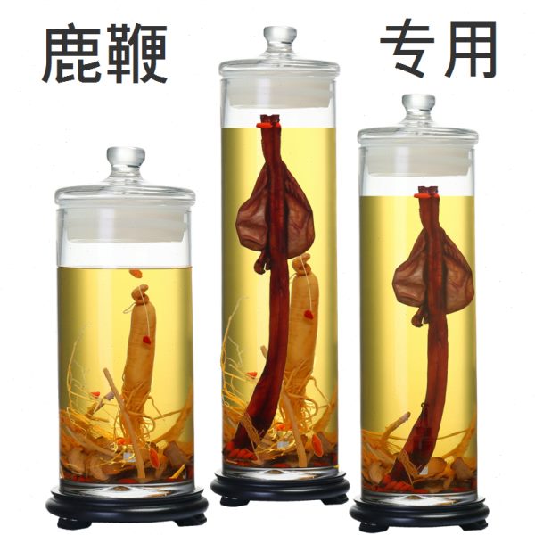 大口鹿鞭人参泡酒瓶透明玻璃酒缸细高长身圆柱泡酒罐5斤8斤10斤瓶