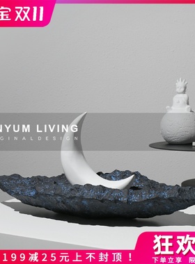 简约现代艺术家居卧室创意摆件售楼处软装饰O品样板房间玄关柜摆