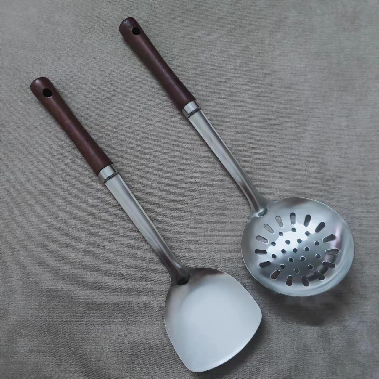 厨房炒菜锅铲加厚漏勺长