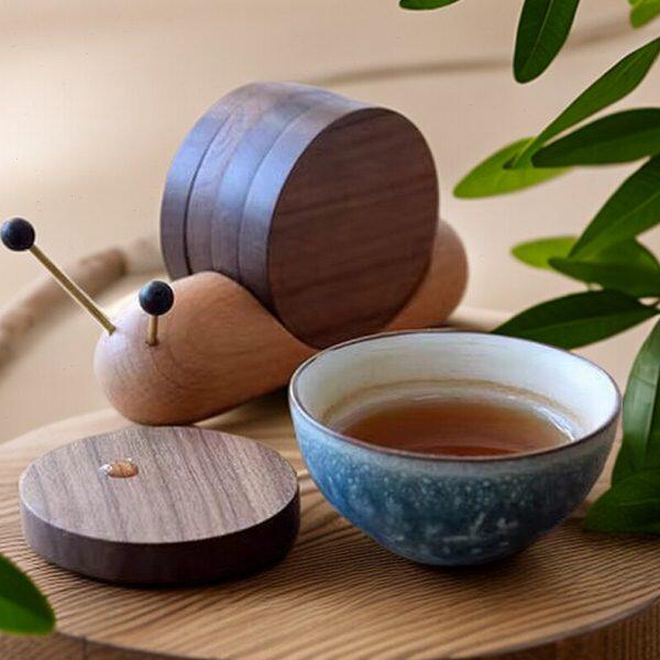 北美黑胡桃木卡通文化创意蜗牛茶桌杯垫茶道实木隔热垫木茶垫礼物