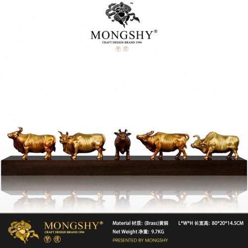 《五牛图》铜牛生肖摆件客厅家居办公室开业新中式礼品装饰工艺品