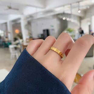 大码戒指女胖MM层叠鱼鳞片波光粼粼胖手粗手大号时尚个性食指指环