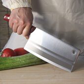 不锈钢切片刀中式 家用菜刀光面锻打工艺木柄精致5Cr13商用厨师刀