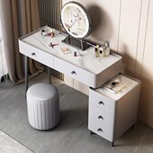 轻奢实木岩板梳妆台现代简约家用卧室高级化妆桌化妆台收纳柜一体