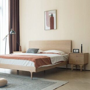 北欧表情家居NORHOR全实木双人床橡木原木黑色复古中古风诧寂E10