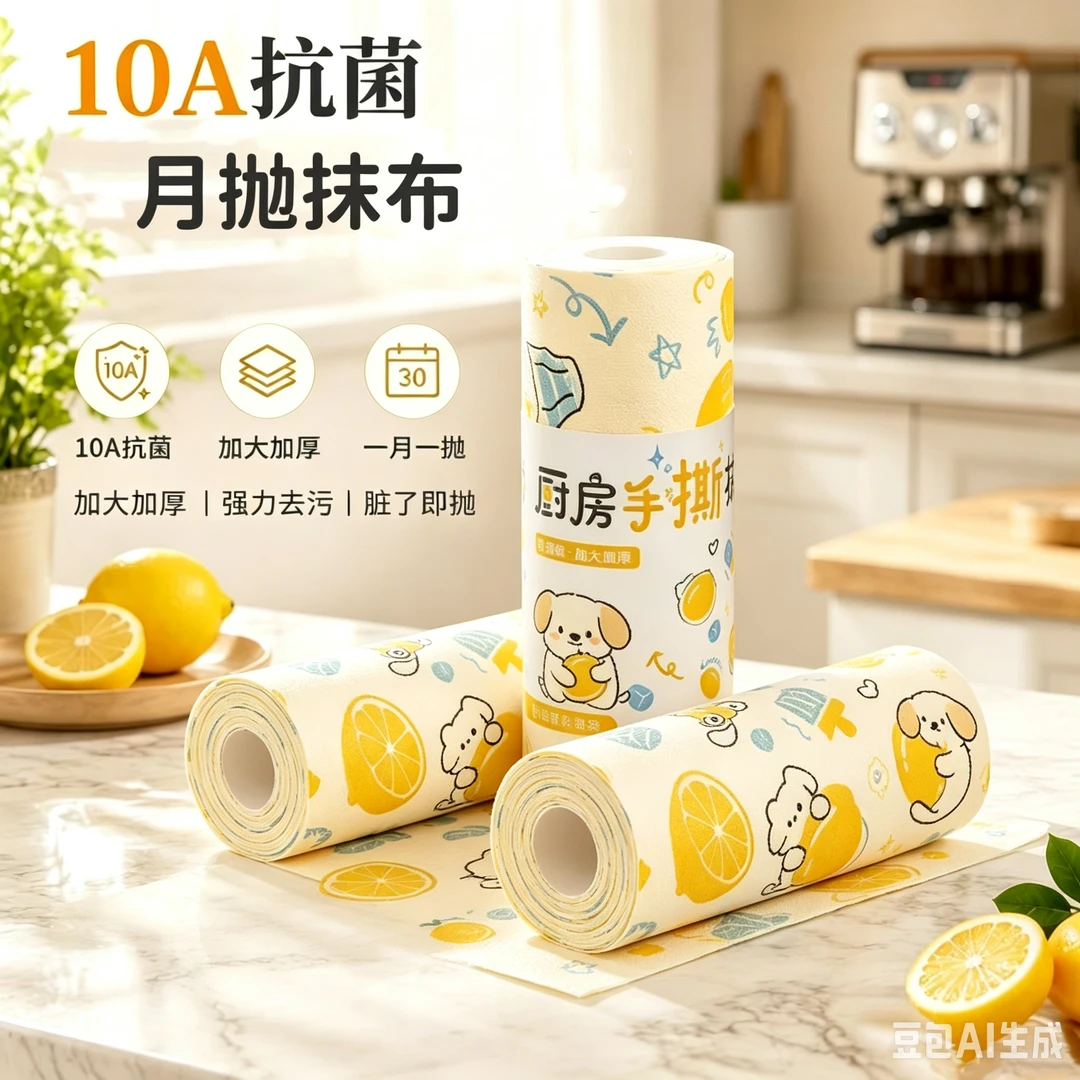 【下单立减50】周抛抹布加厚厨房手撕懒人10A抗菌一次性洗碗布