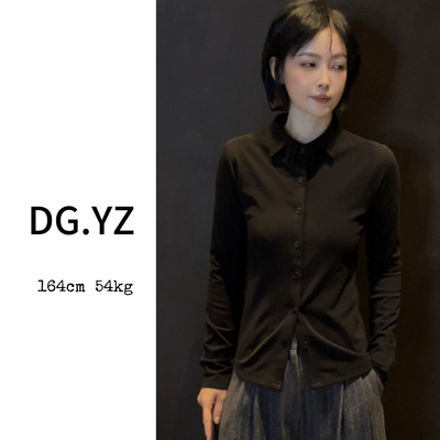 【樱子家】3099F百搭修身不规则领长袖衬衫上衣