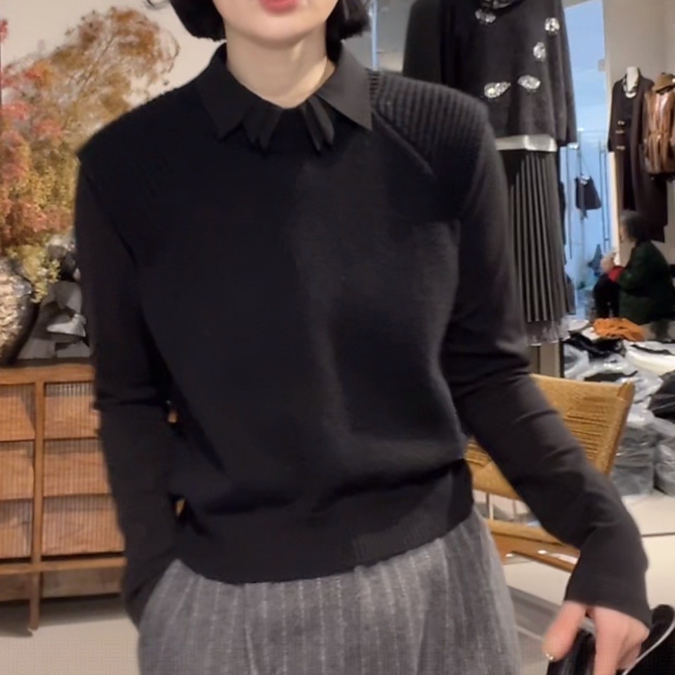 【樱子家】3101F百搭舒适绵羊毛针织马甲上衣