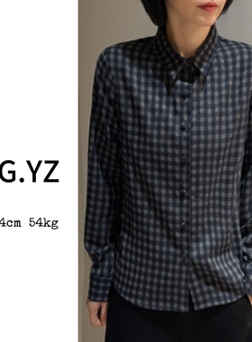 【樱子家】3176F格子长袖复古文艺宽松衬衫上衣