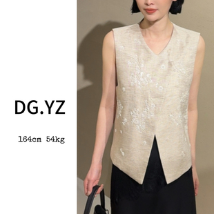 百搭气质背心马甲5001A 重工刺绣钉珠亚麻无袖 樱子家