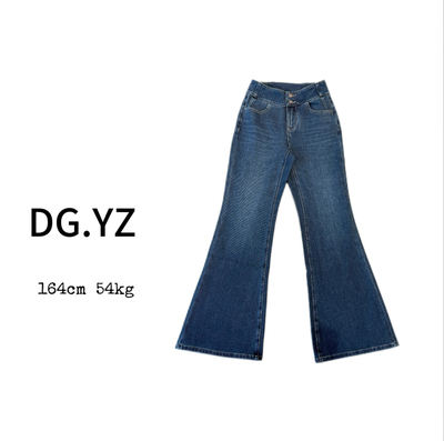 【樱子家】3224F两粒扣提臀喇叭裤