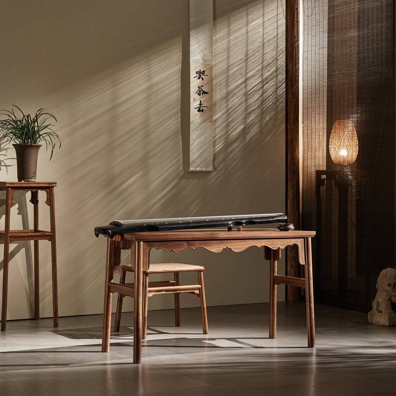 需定制觅见东方新中式明式宋式实木榆木原创高级古琴专用桌凳琴桌