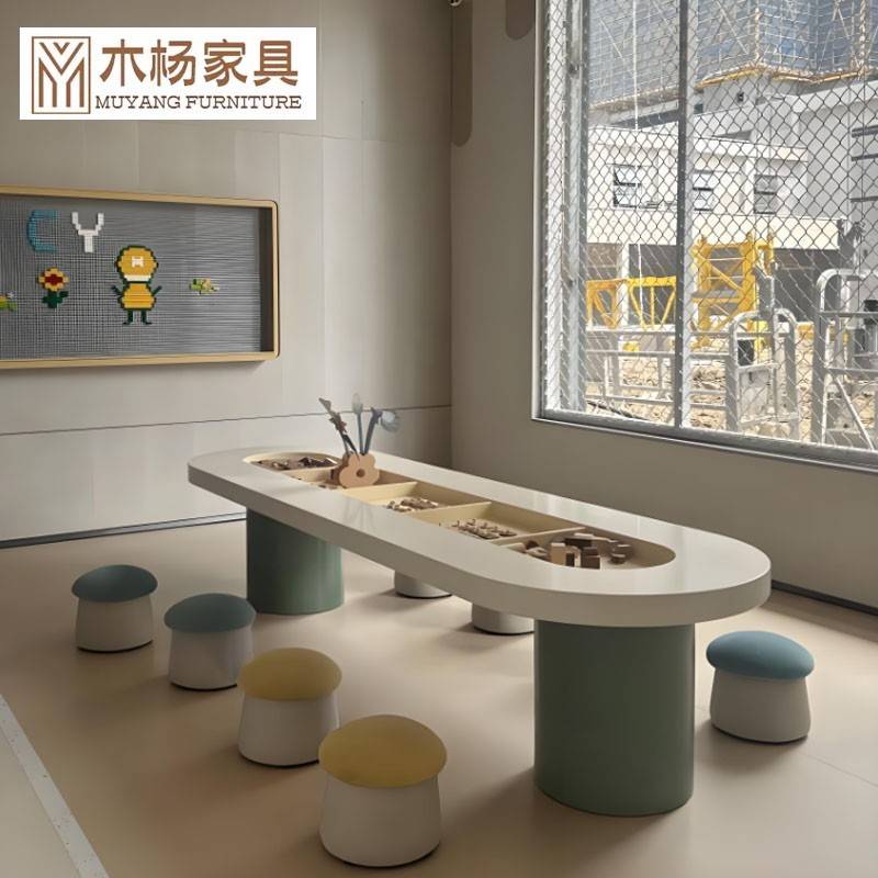 需定制培训中心儿童学习桌椅组合实木书桌家用写字桌幼儿园积木桌