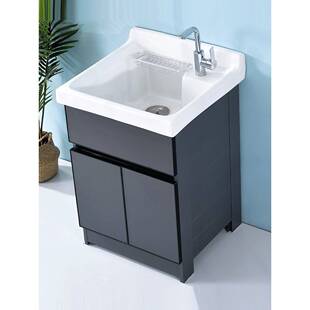 热卖阳台洗衣单柜小洗衣池太空铝柜体深槽陶瓷一体盆洗手盆多尺寸