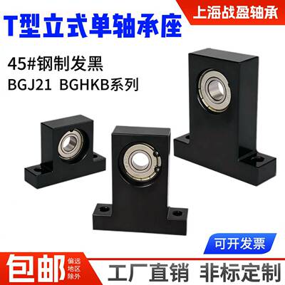 T型立式单轴承座BGJ21 BGHKB带座轴承座组件45#钢发黑6004 6005