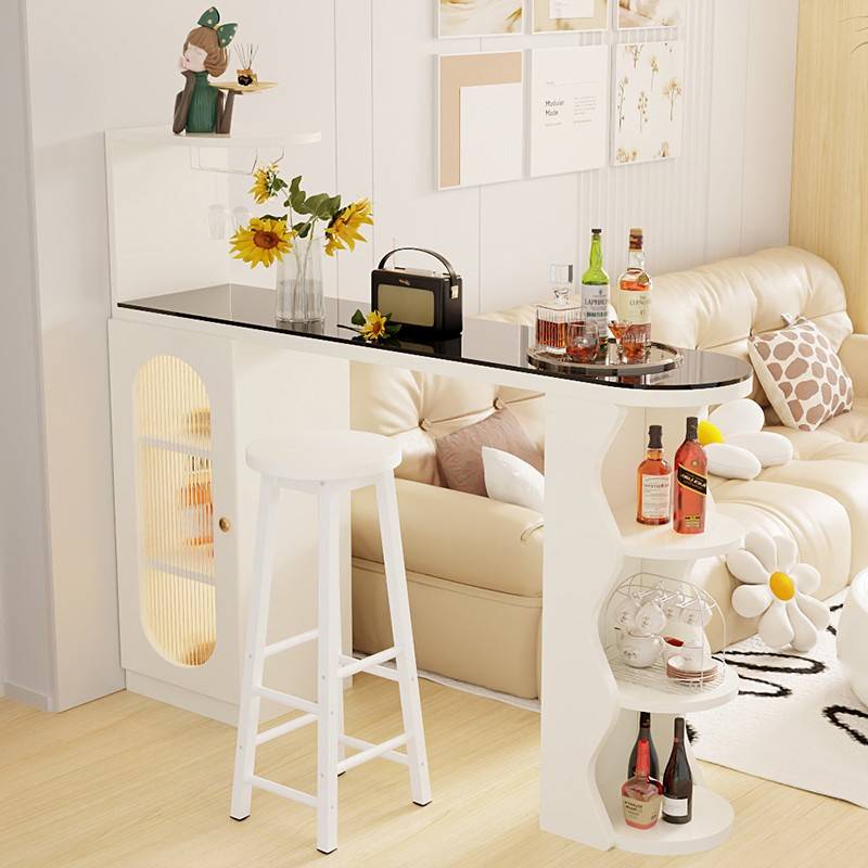 需定制奶油吧台家用客厅实木隔断小户型酒柜餐边一体柜中岛现代简