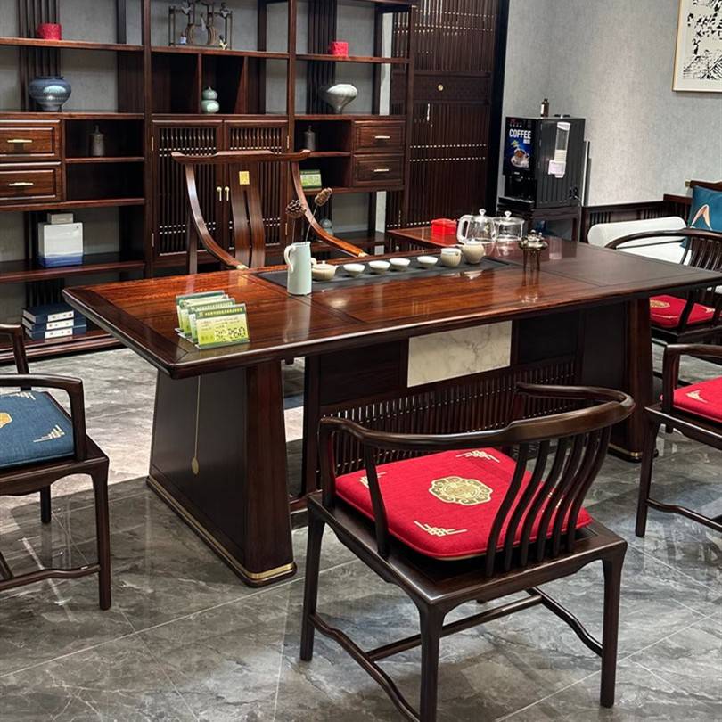 需定制宋式美学乌金木茶桌椅国潮新中式泡茶台高端办公家用酒店高