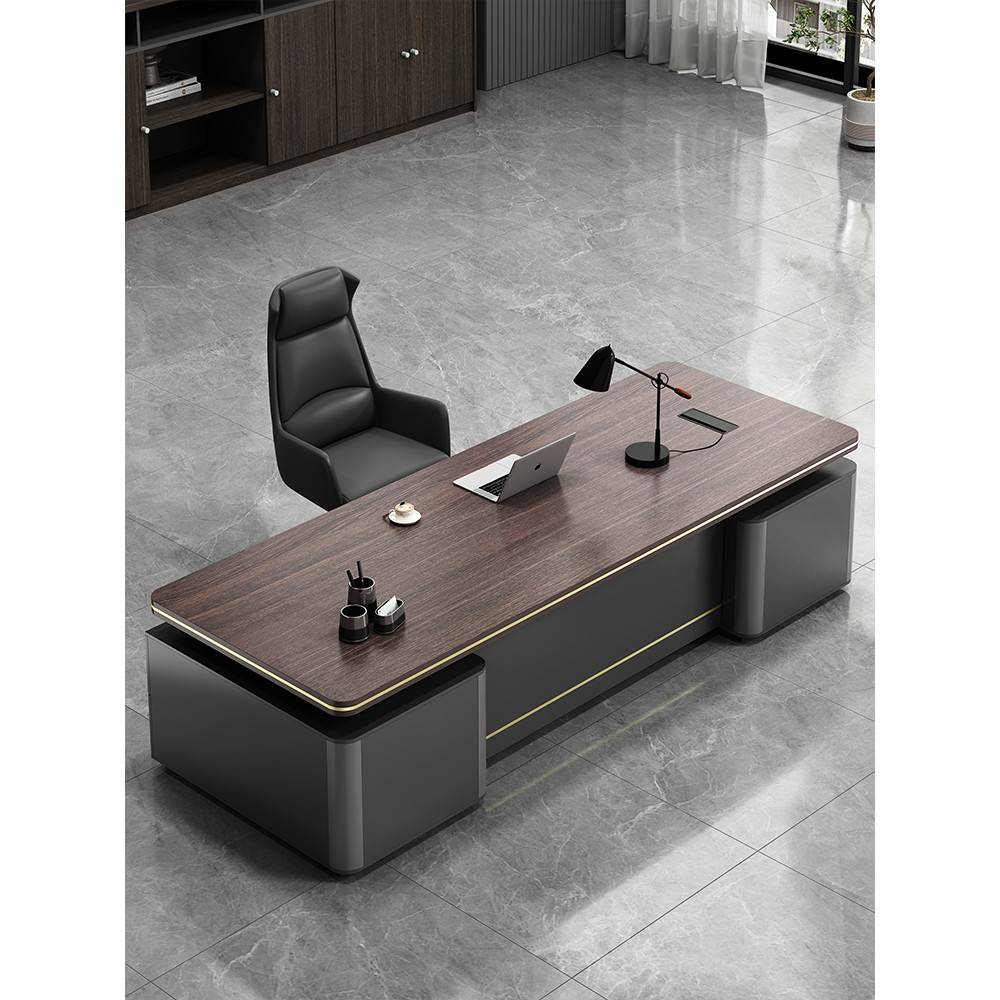 需定制办公桌老板桌简约现代双柜移动柜办公室经理总裁办公桌椅组