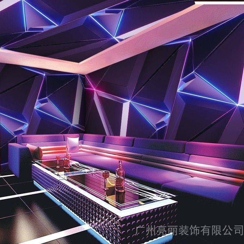 3D立体KTV包厢房间壁纸闪光几何科技感定制背景墙布壁画酒吧墙纸