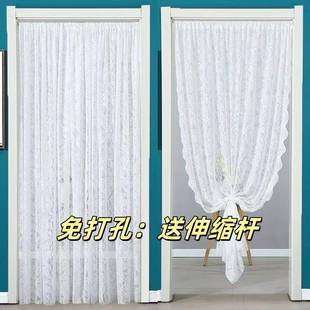 饰帘伸缩杆免打孔挂帘纱门帘 蕾丝遮挡帘卧室门帘ins风隔断帘装