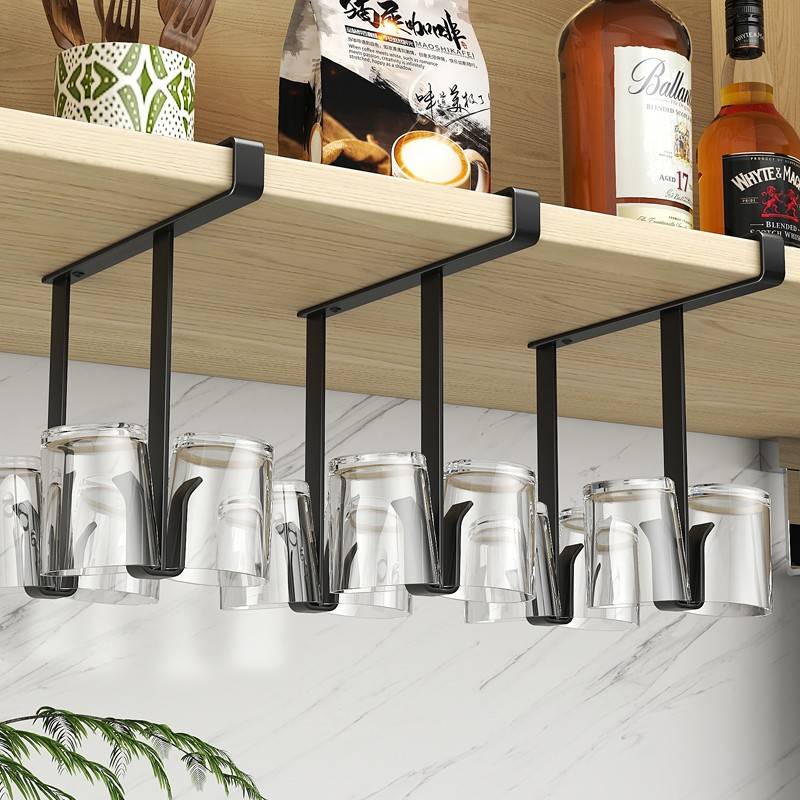 需定制免打孔杯架倒挂悬挂红酒杯架马克杯架家用杯子收纳置物架杯