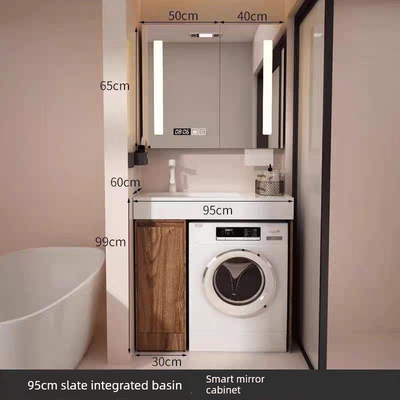 定制小户型洗衣机柜浴室柜一体化洗手盆一体化洗手盆板岩一体化洗