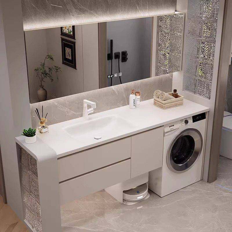 定制浴室柜组合洗衣机伴侣一体柜脸盆定做扫地机器人现代北欧阳台