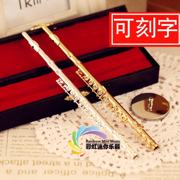 迷你长笛模型镀金镀银管乐摆件乐器模型送男女朋友老师创意礼品