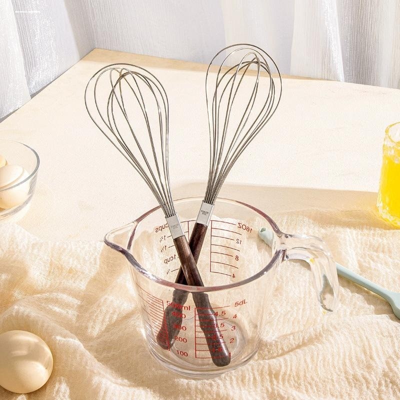 304不锈钢打蛋器家用迷你搅拌器 手动打蛋机打奶油胡桃木手柄