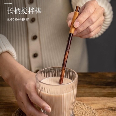 复古不规则原木搅拌棒日式绕线圆头咖啡牛奶蜂蜜棒搅拌器