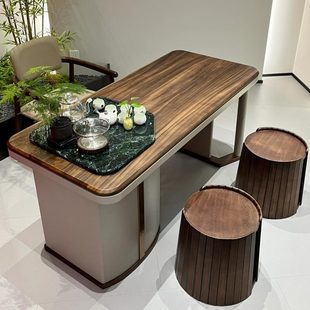阳台茶桌椅组合榫卯胡桃木茶台家用客厅办公室小户型泡茶桌 新中式