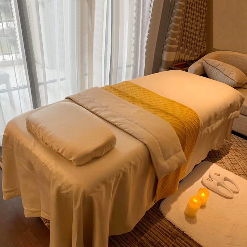 美容院四件套床单轻奢床罩简约欧式四季通用N纯色定制按摩床SPA