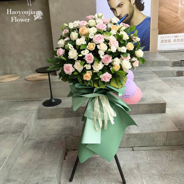三脚架开张送花鲜花店温双屿瓯北鲜花速递同城乔迁州开业花篮花篮