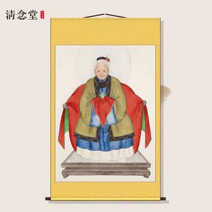 胡三太奶画像胡家之主挂画胡太爷东北出马客厅堂口供奉装饰卷轴画