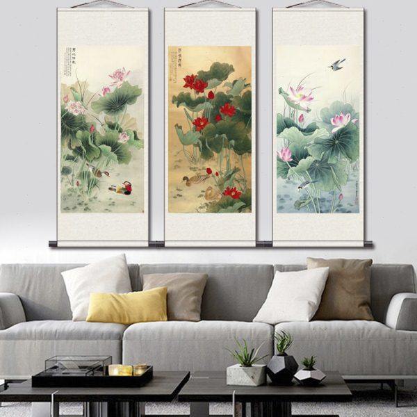 名家花鸟画丝绸画绢画玉兰花牡丹图高清微喷水墨画宣纸画仿古挂画